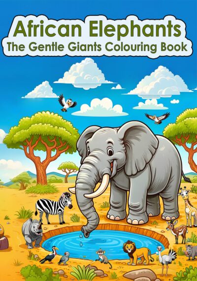 Gentle Giant Elephants – Multilingual Colouring Book for Kids 3–11